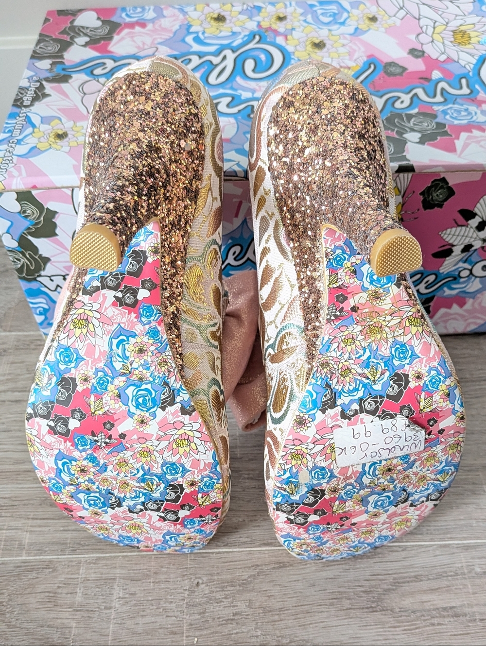 Irregular Choice Windsor Pink Gold Brocade Mary Jane Bow Pump Heels 37 NIB - Picture 8 of 9